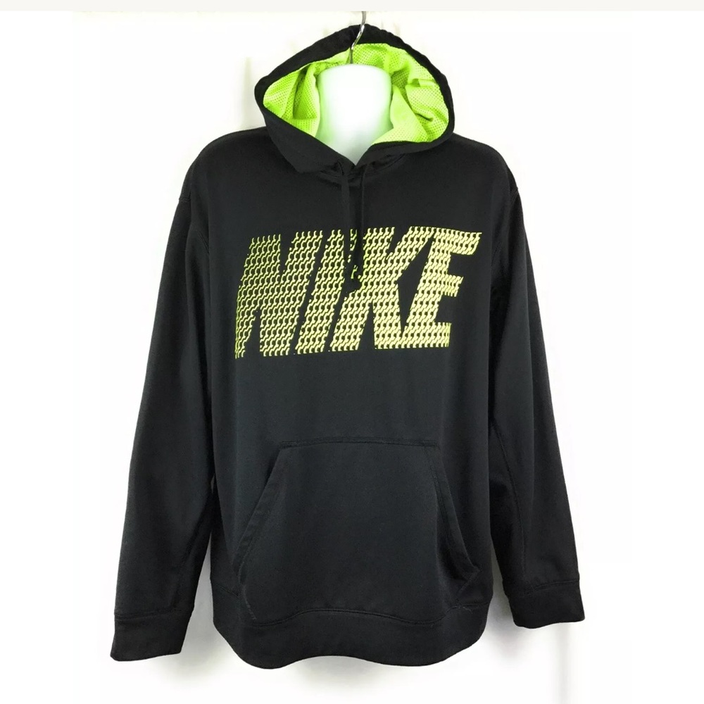 NIKE Therma-Fit Mens Hoodie XXL Black Neon